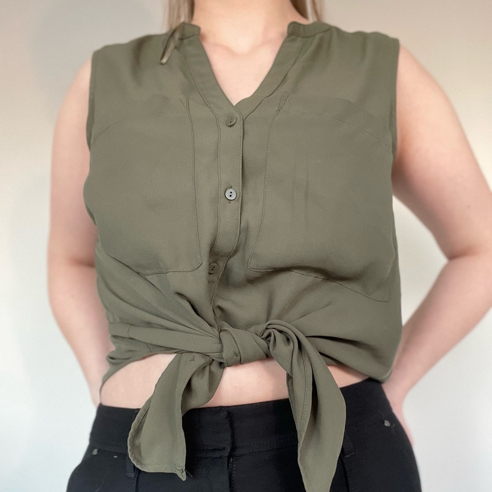Gina Tricot Green Utility Pocket Blouse